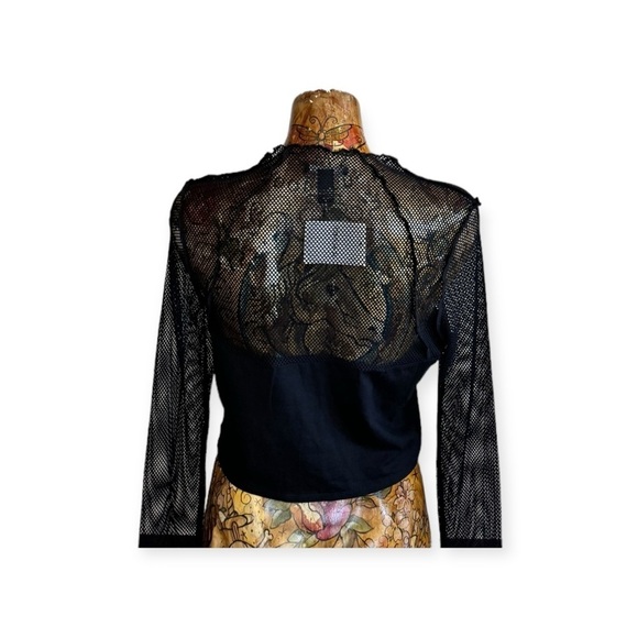 Forever 21 black top large new long sleeve sheer sleeves - Picture 5 of 9